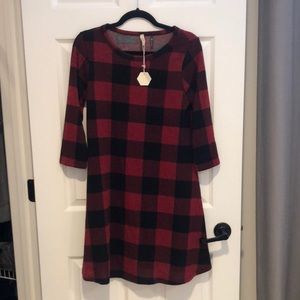 Buffalo plaid PinkBlush maternity dress